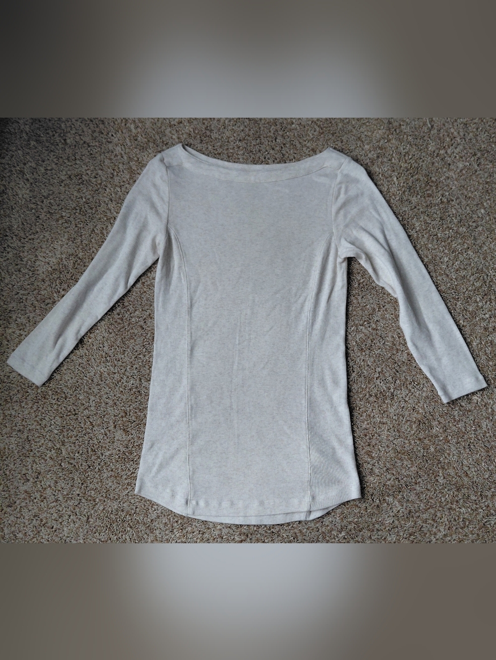 L.L. Bean White Boatneck Long Sleeve Top Women's Size Small